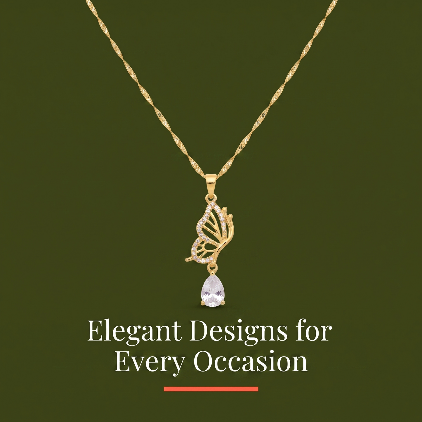 Ethereal Butterfly & Teardrop Charm Necklace Necklaces