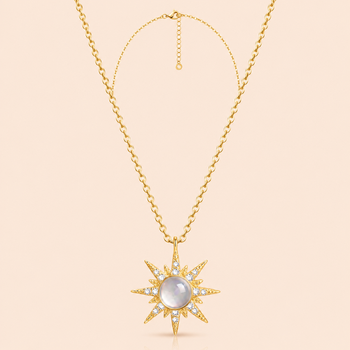 Celestial Starburst Moonstone Necklace Necklaces