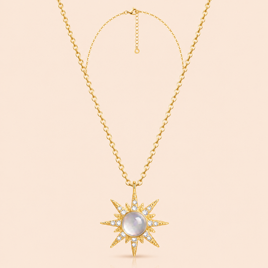 Celestial Starburst Moonstone Necklace Necklaces