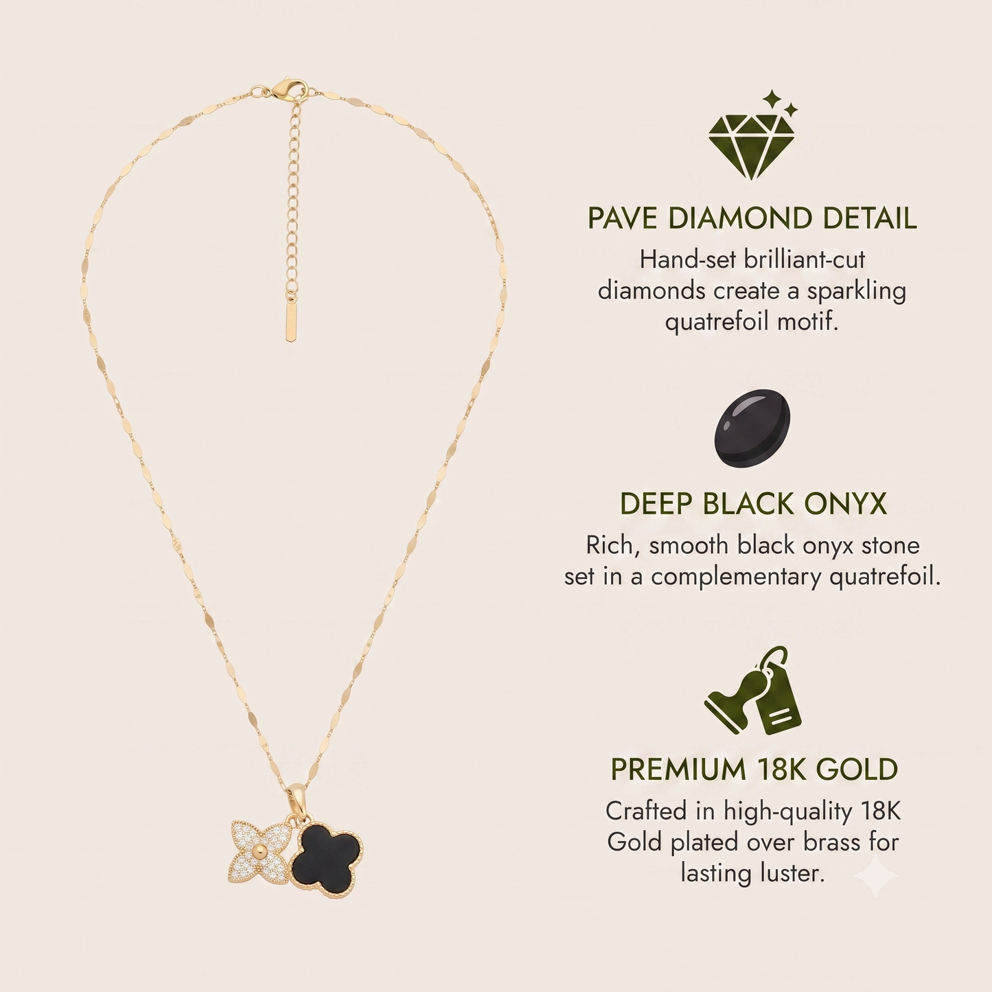 Floral & Clover Duo-Charm Necklace Necklaces