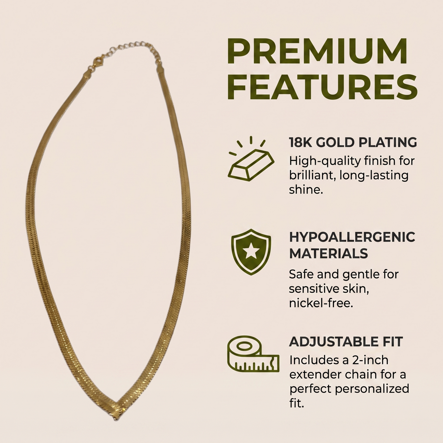 Classic V-Sleek Herringbone Necklace Necklaces