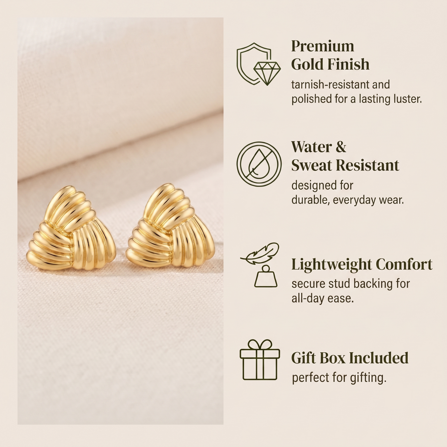 Trigon Texture Ear Rings