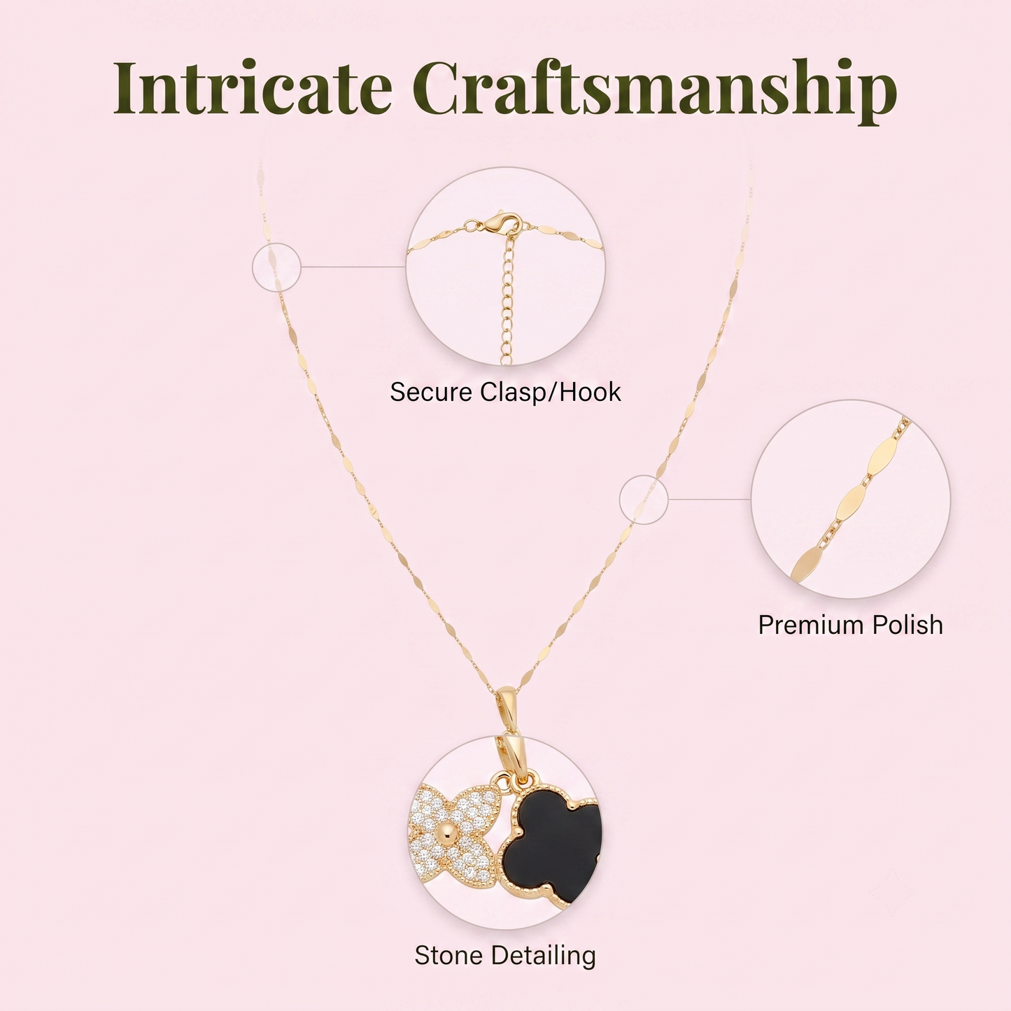 Floral & Clover Duo-Charm Necklace Necklaces
