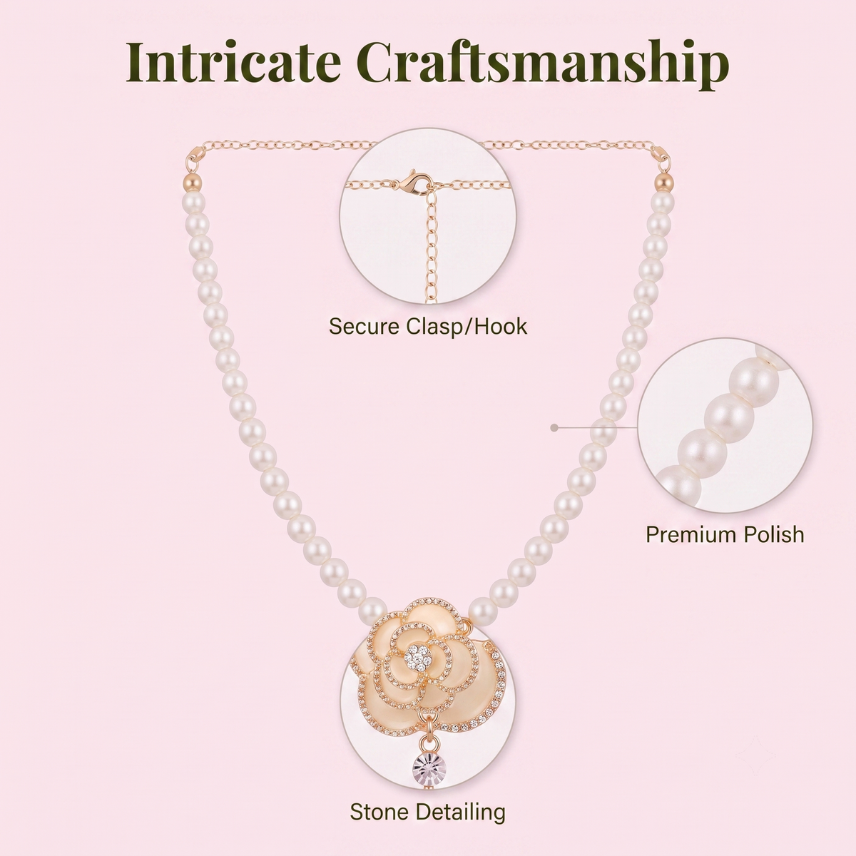 Classic Camellia Pearl Statement Necklace Necklaces