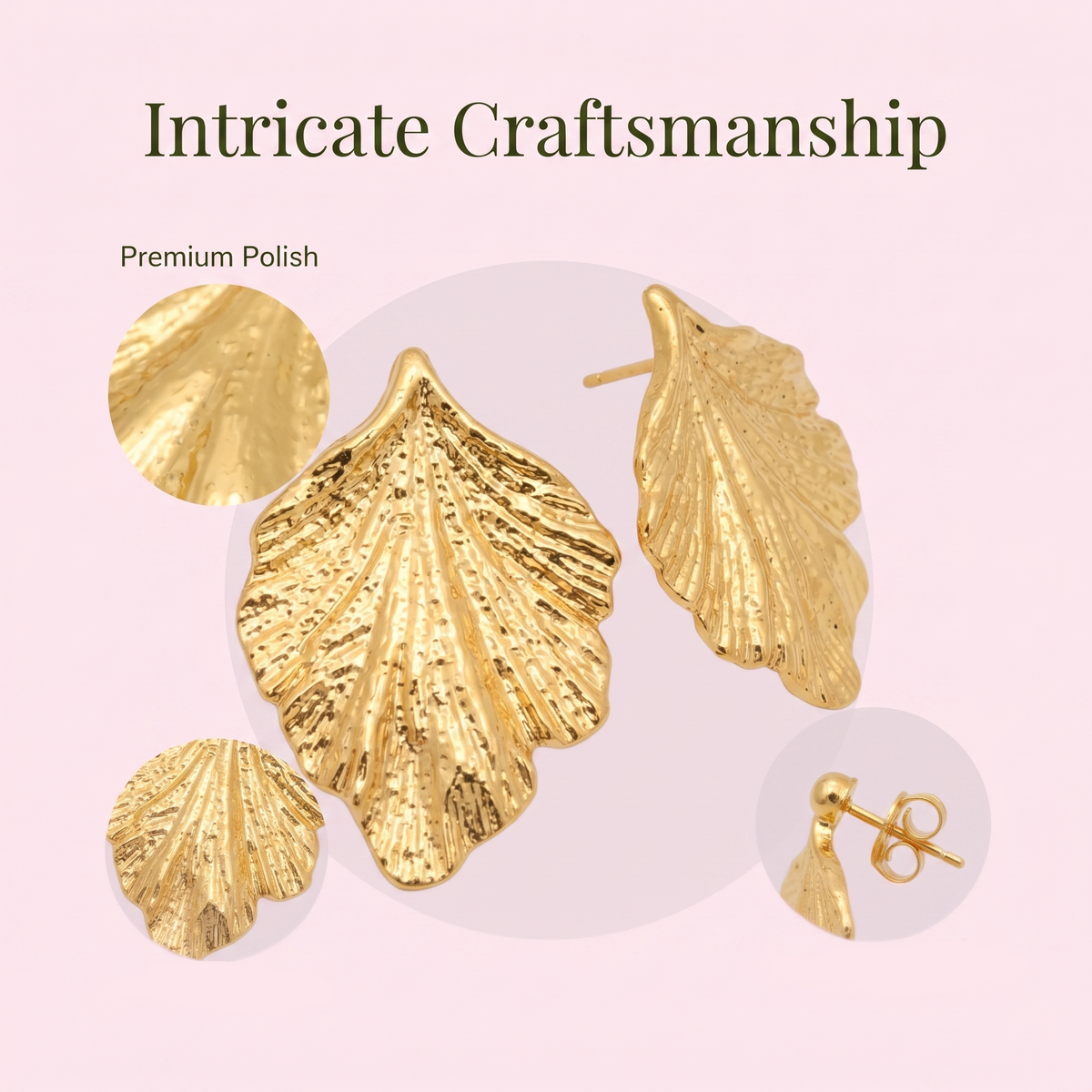 Leaf Texture Ear Rings