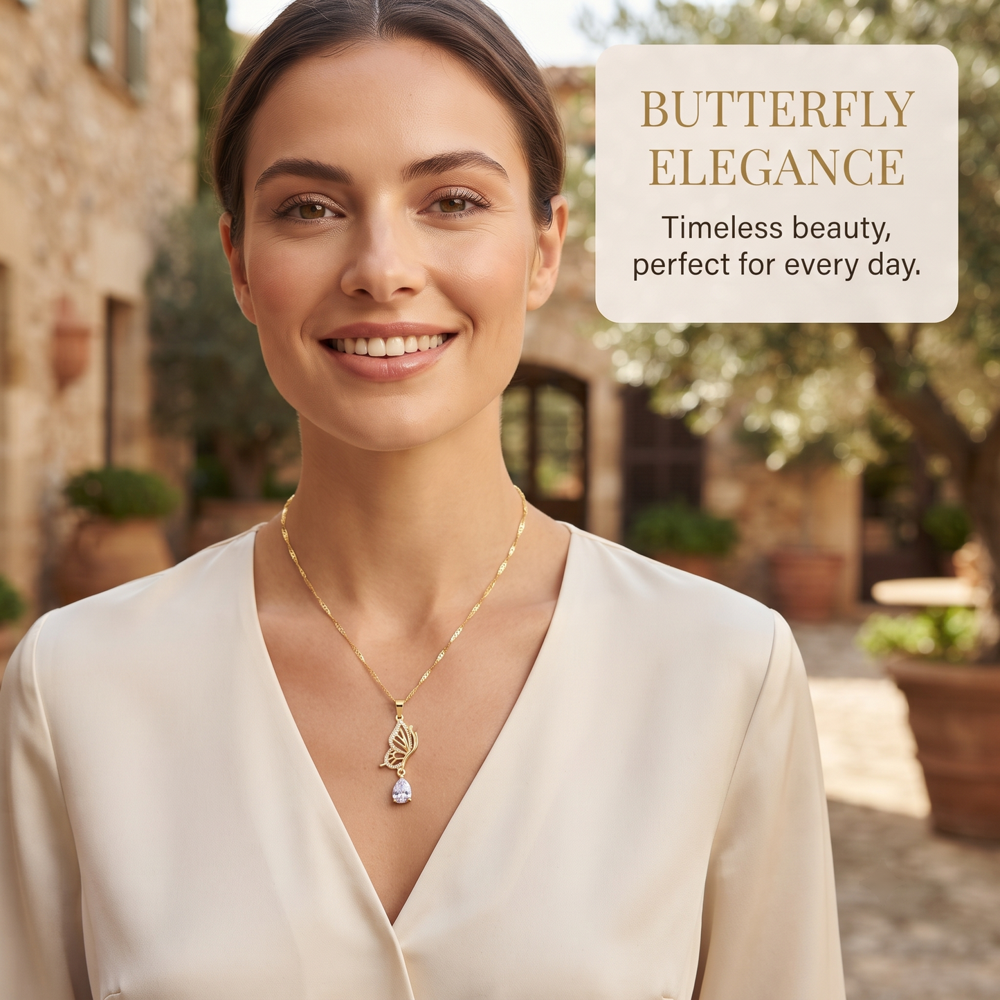 Ethereal Butterfly & Teardrop Charm Necklace Necklaces