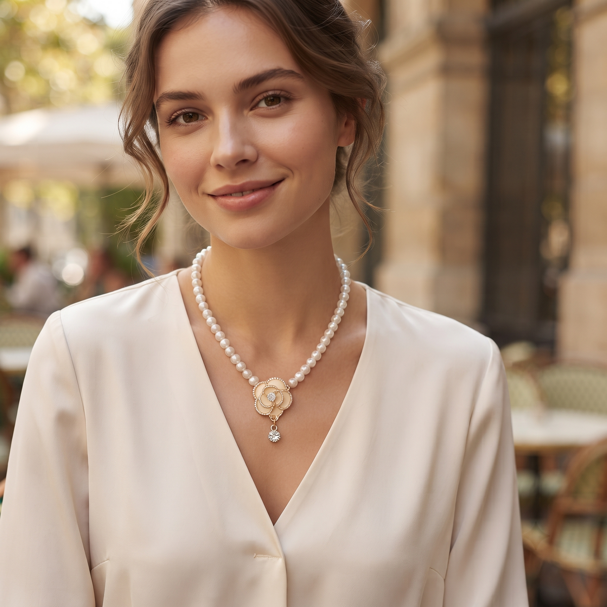 Classic Camellia Pearl Statement Necklace Necklaces
