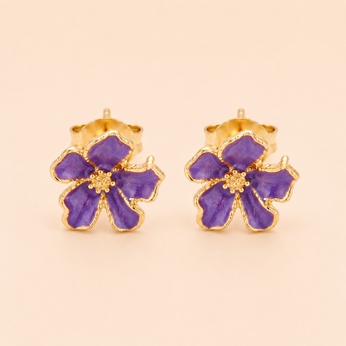 Purple Flower Ear Rings