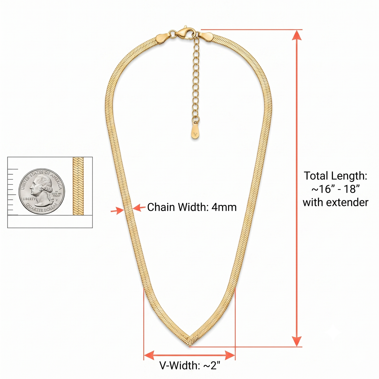 Classic V-Sleek Herringbone Necklace Necklaces