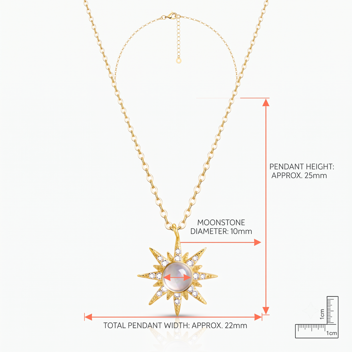 Celestial Starburst Moonstone Necklace Necklaces