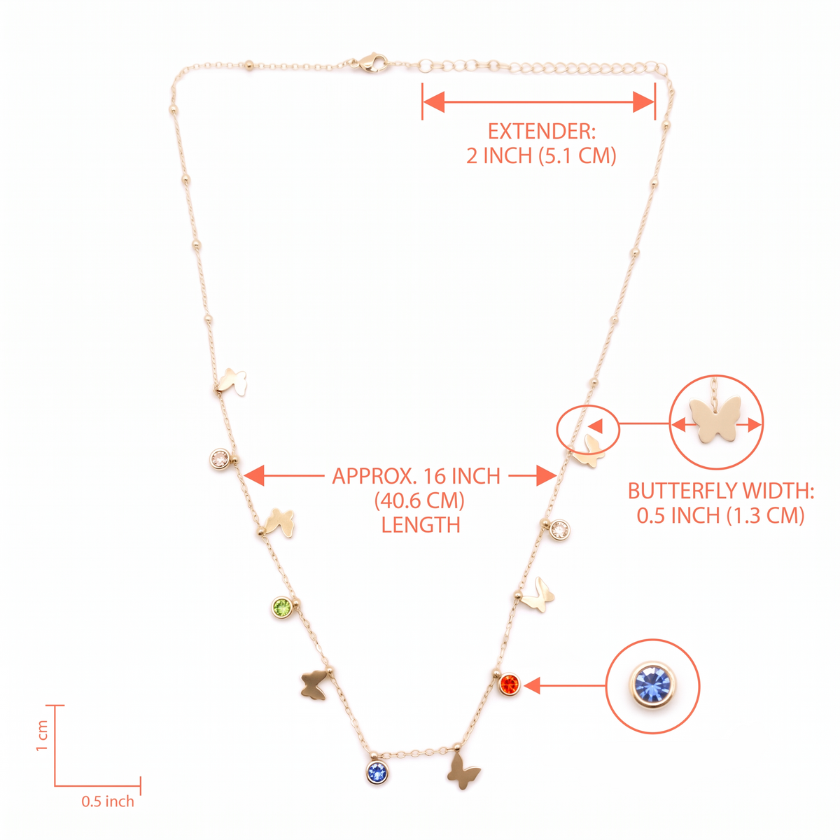 Vibrant Butterfly & Crystal Accented Necklace Necklaces
