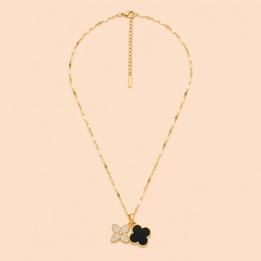 Floral & Clover Duo-Charm Necklace Necklaces