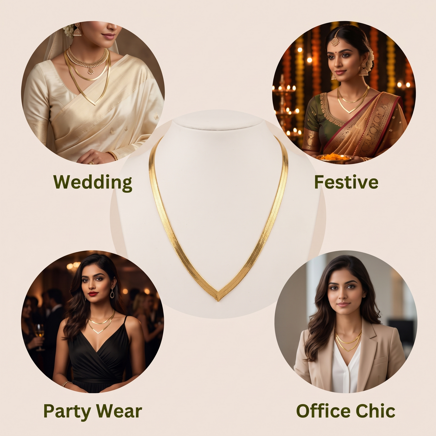 Classic V-Sleek Herringbone Necklace Necklaces