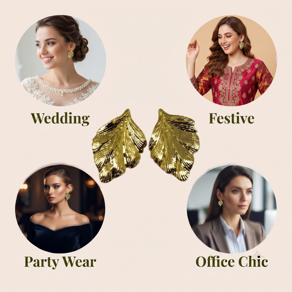 Leaf Texture Ear Rings