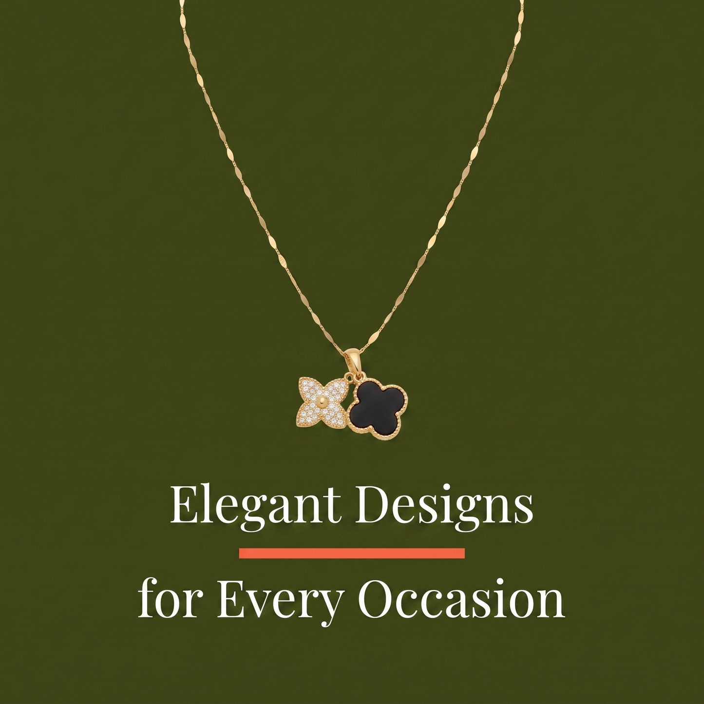 Floral & Clover Duo-Charm Necklace Necklaces