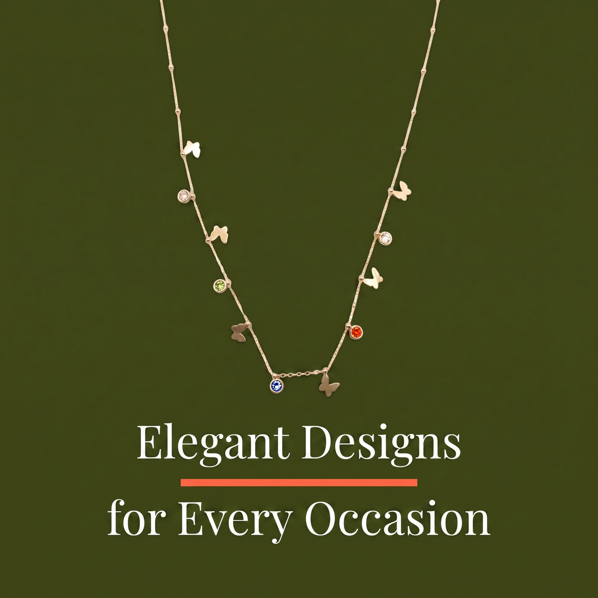 Vibrant Butterfly & Crystal Accented Necklace Necklaces
