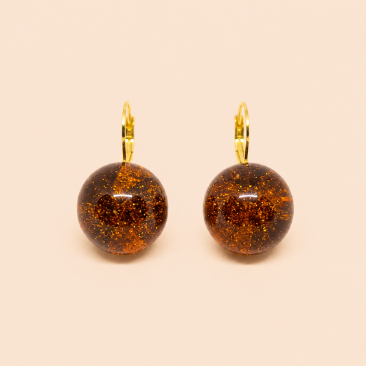 Amber Sphere Ear Rings