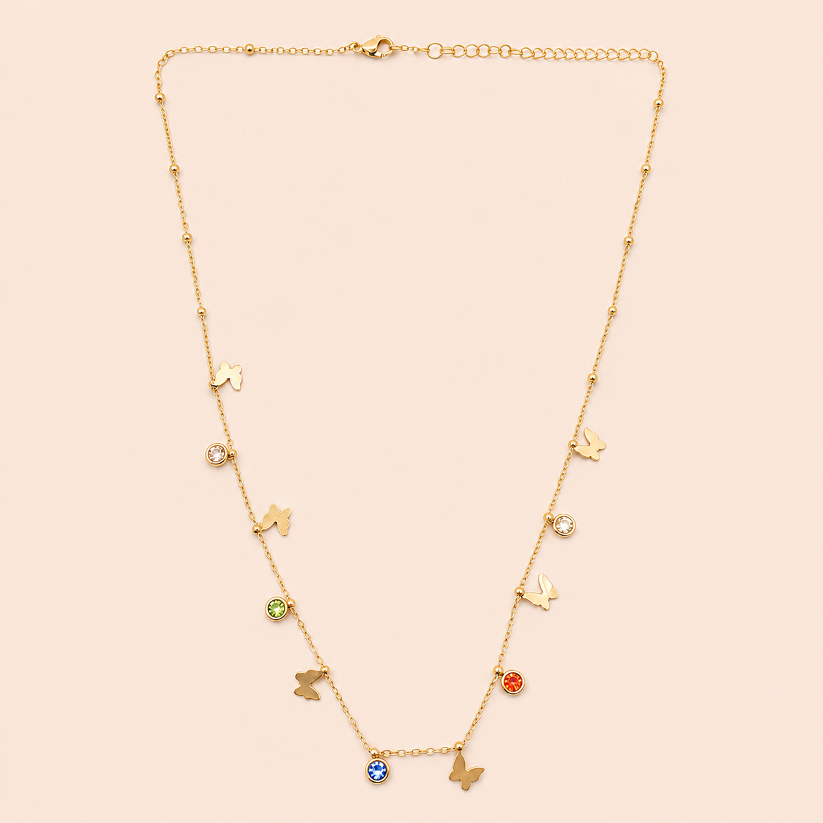 Vibrant Butterfly & Crystal Accented Necklace Necklaces