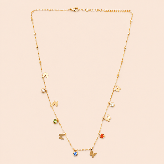 Vibrant Butterfly & Crystal Accented Necklace Necklaces