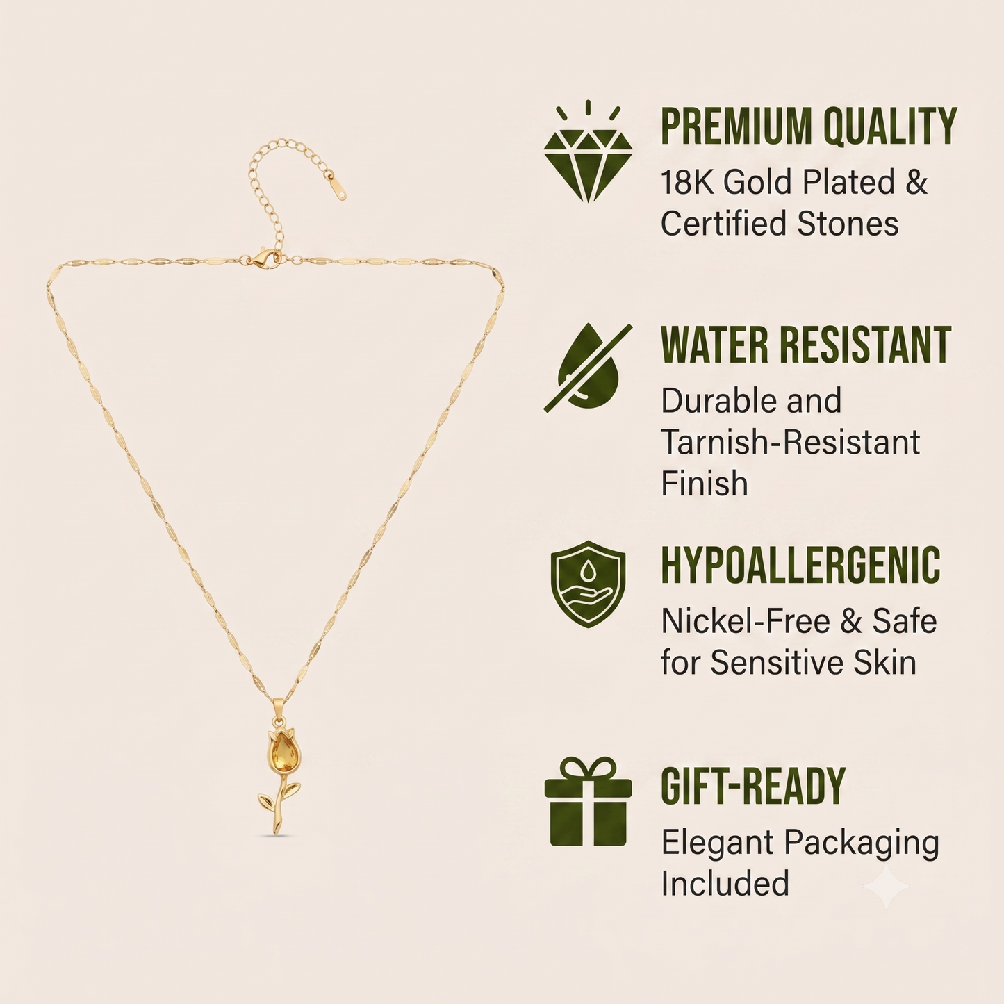 Golden Bloom Tulip Necklace Necklaces